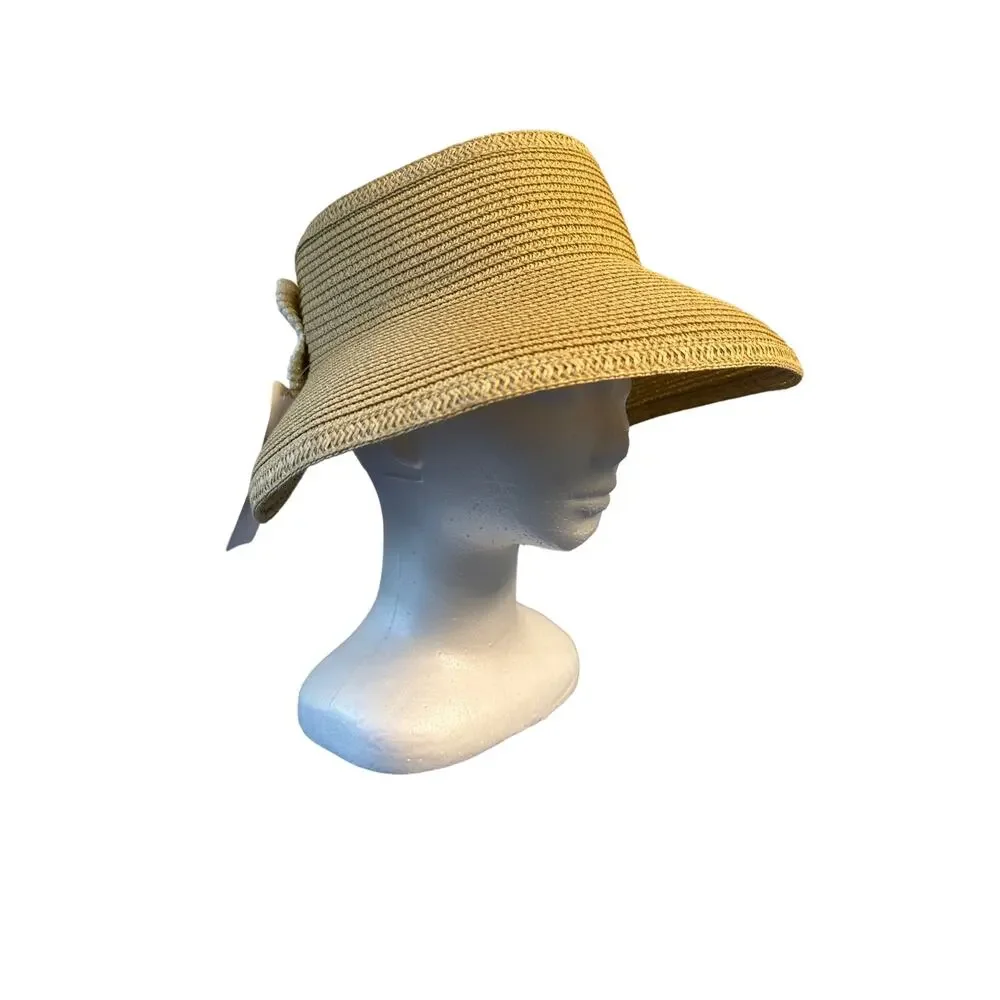 MarleyLilly‎ Open Top Tie Back Adjustable Woven Sun Hat NWT